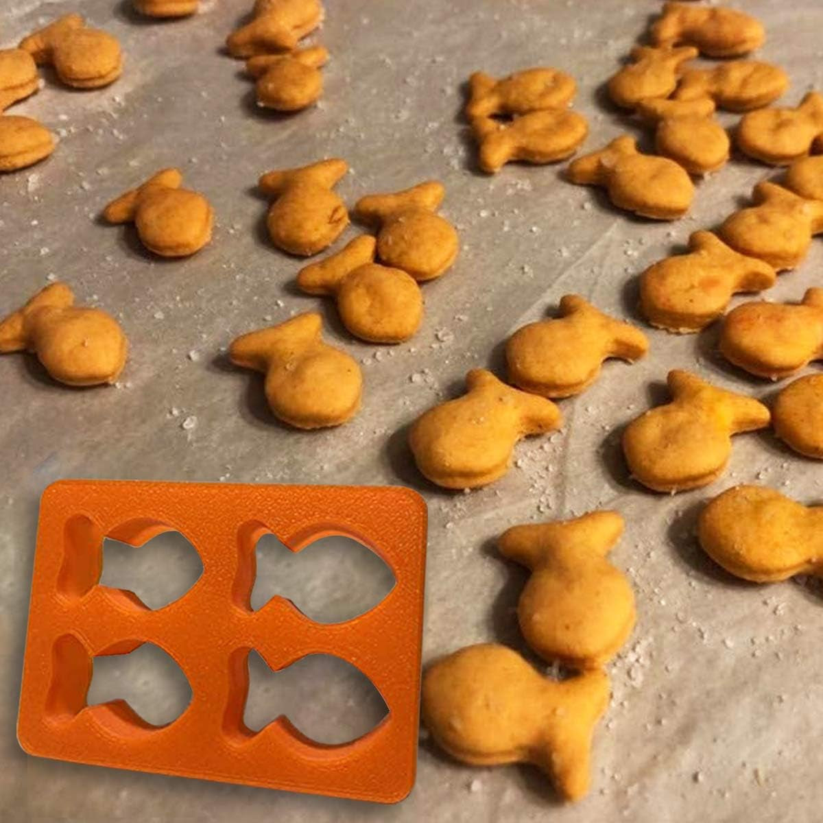 Mini Gold Fish Cookie Cutter, Orange Goldfish, Multi 4 Molds in 1, Dough Fondant Fish Shape for Baking Biscuits, Crackers, and Pet Treats