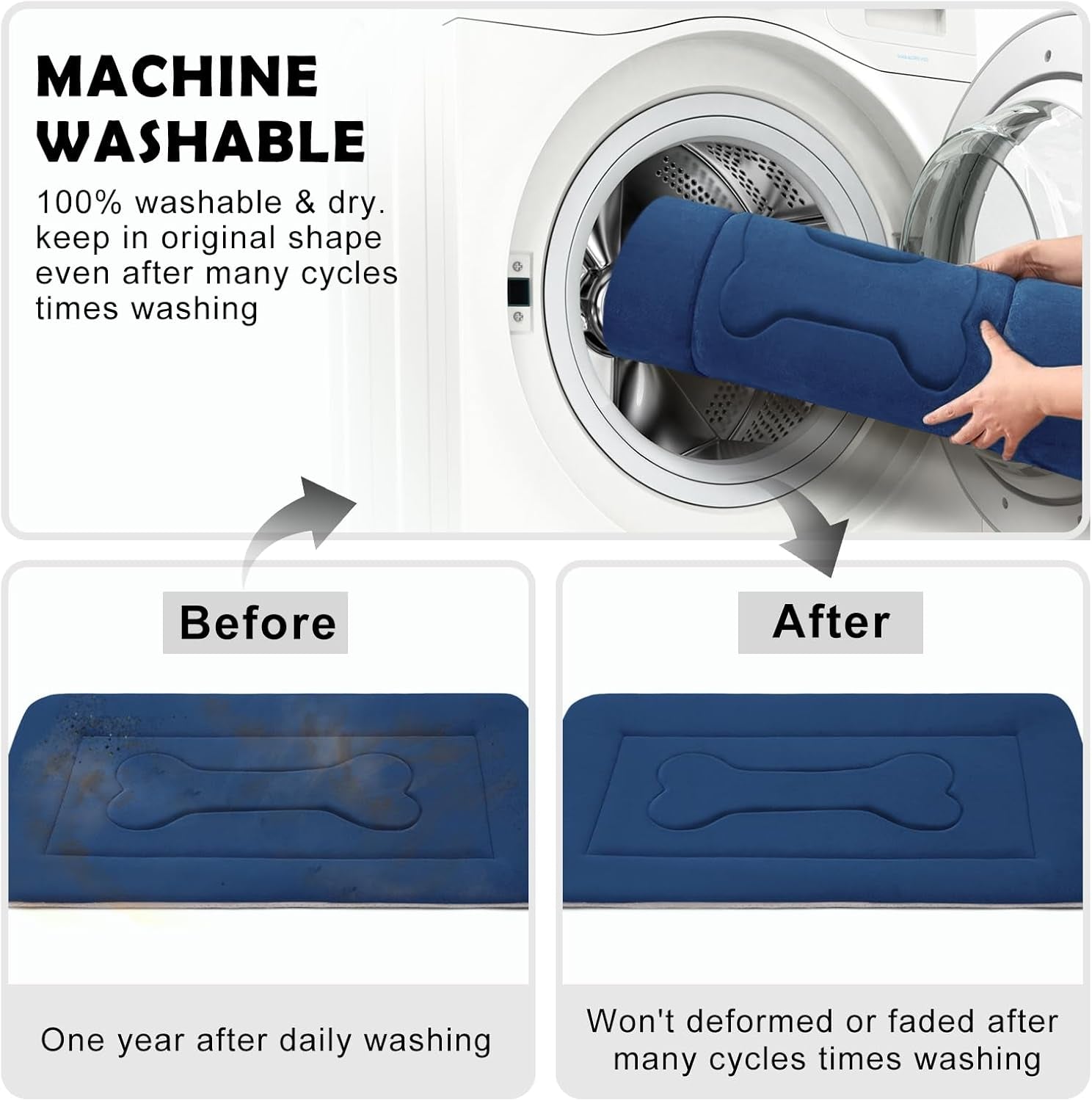 Dog Bed Large Crate Mat 42 in Non-Slip Washable Soft Mattress Kennel Pads