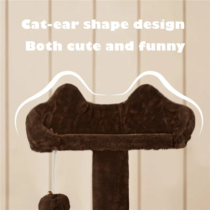 53.9" H Cat Tree with Double Condos, Scratching Posts & Ramp, Brown