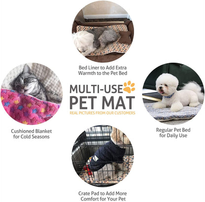 Ultra Soft Pet (Dog/Cat) Bed with Cute Prints | Reversible Fleece Crate Bed Mat | Machine Washable Pet Bed Liner