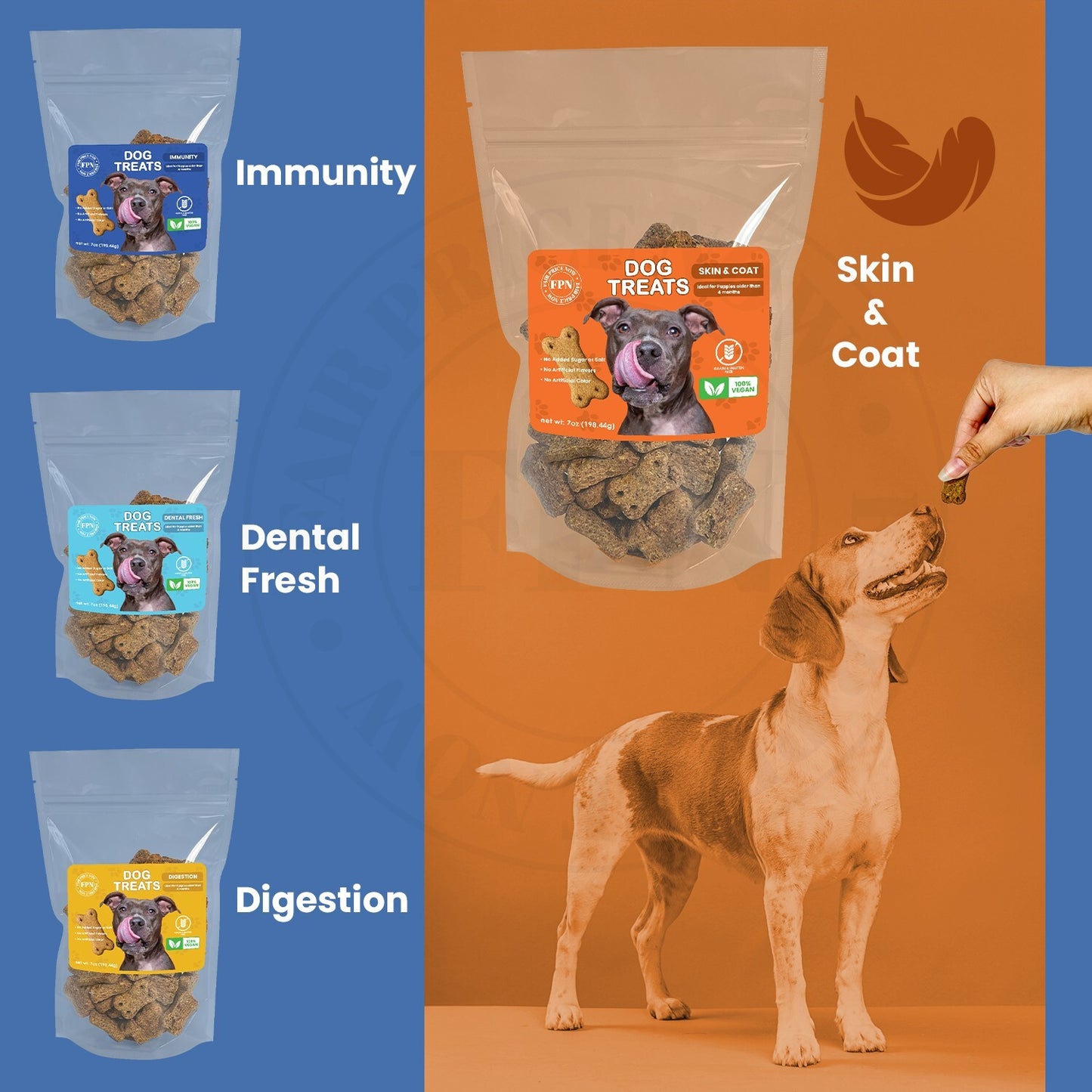 Dog Treats –Skin&Coat Treats Grain-Free Natural Human-Grade Dog Biscuits 7Oz-Fpn