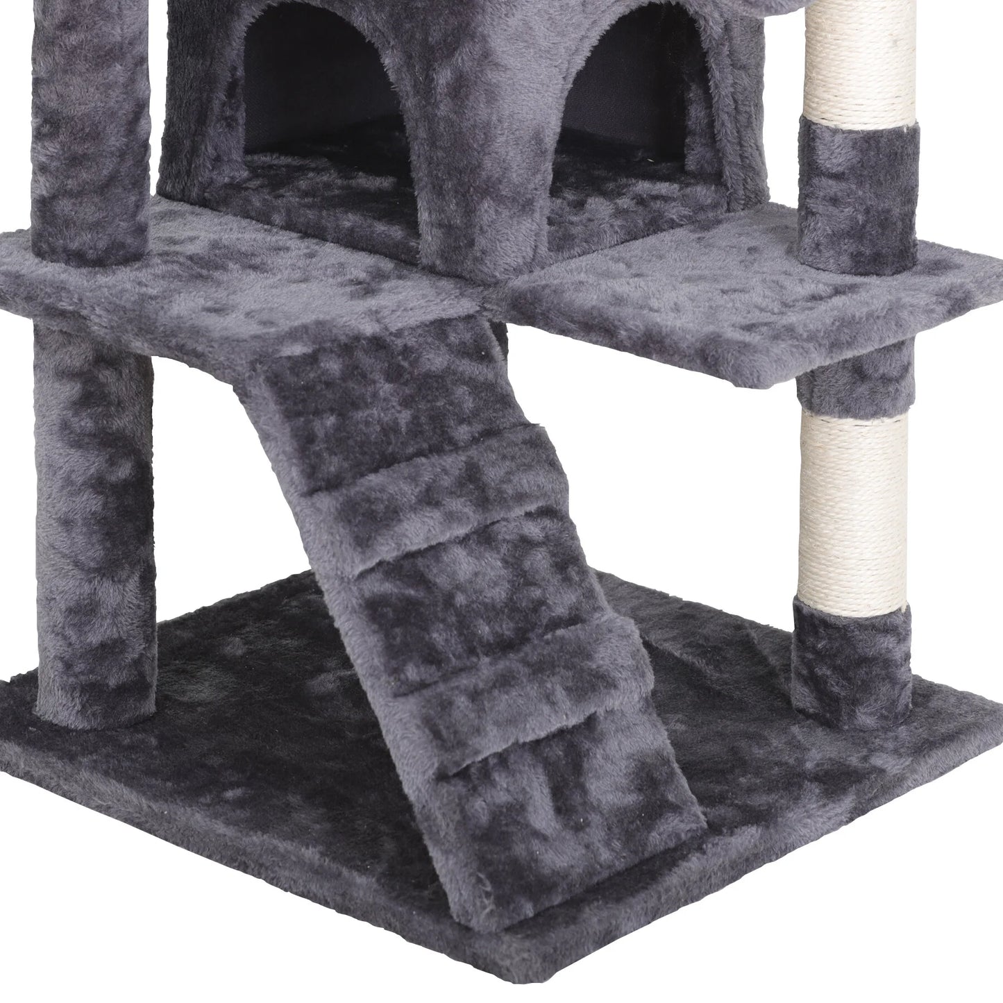 53-In Cat Tree & Condo Scratching Post Tower, Dark Gray
