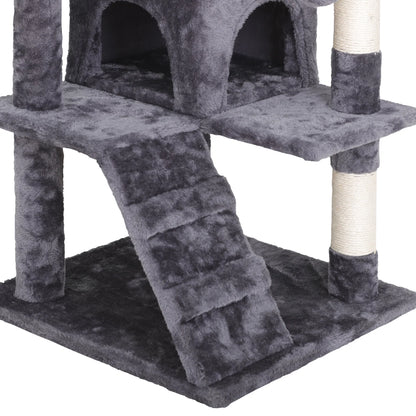 53-In Cat Tree & Condo Scratching Post Tower, Dark Gray