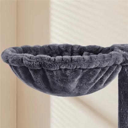 54" Cat Tree with Hammock, Basket and Scratching Post Tower, Dark Gray