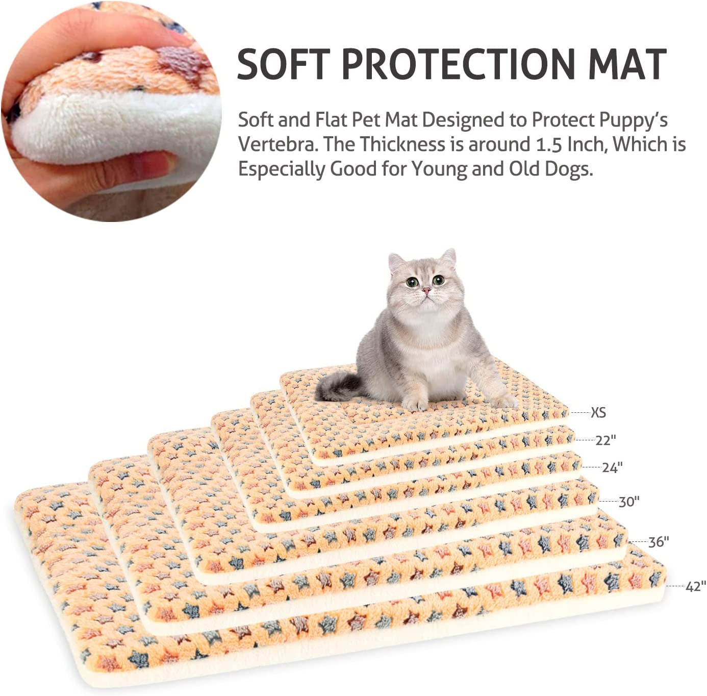 Ultra Soft Pet (Dog/Cat) Bed with Cute Prints | Reversible Fleece Crate Bed Mat | Machine Washable Pet Bed Liner