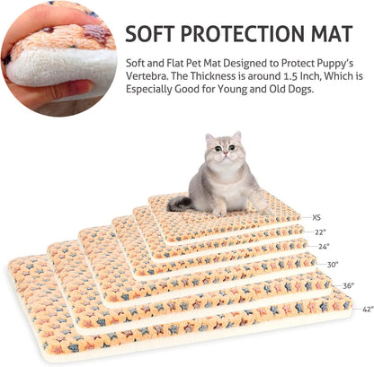 Ultra Soft Pet (Dog/Cat) Bed with Cute Prints | Reversible Fleece Crate Bed Mat | Machine Washable Pet Bed Liner