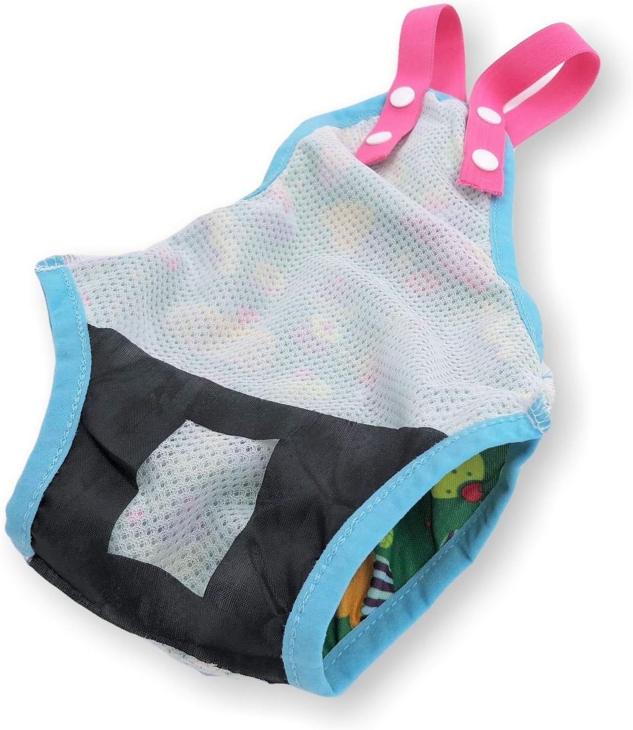 Pack of 2 Female Dog Diapers Sanitary Pantie Washable Reusable with Suspenders Stay on for Small Pet (XS: Waist 12" - 14", Pink Butterfly and Green Cupcake)