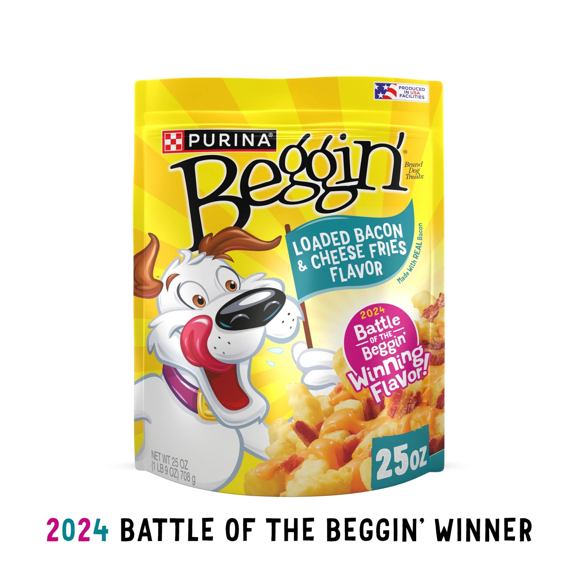 Purina Beggin’ Loaded Bacon and Cheese Fries Flavor Treats for Dogs, 25 Oz Pouch