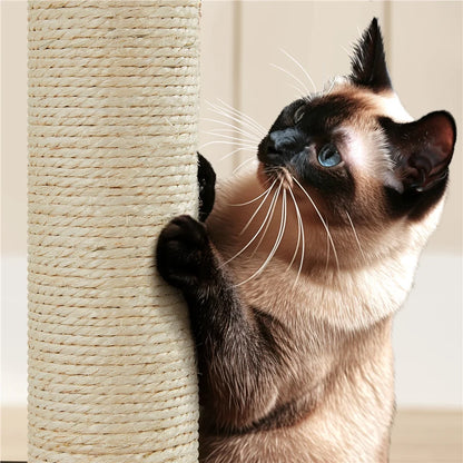 53.9" H Cat Tree with Double Condos, Scratching Posts & Ramp, Brown