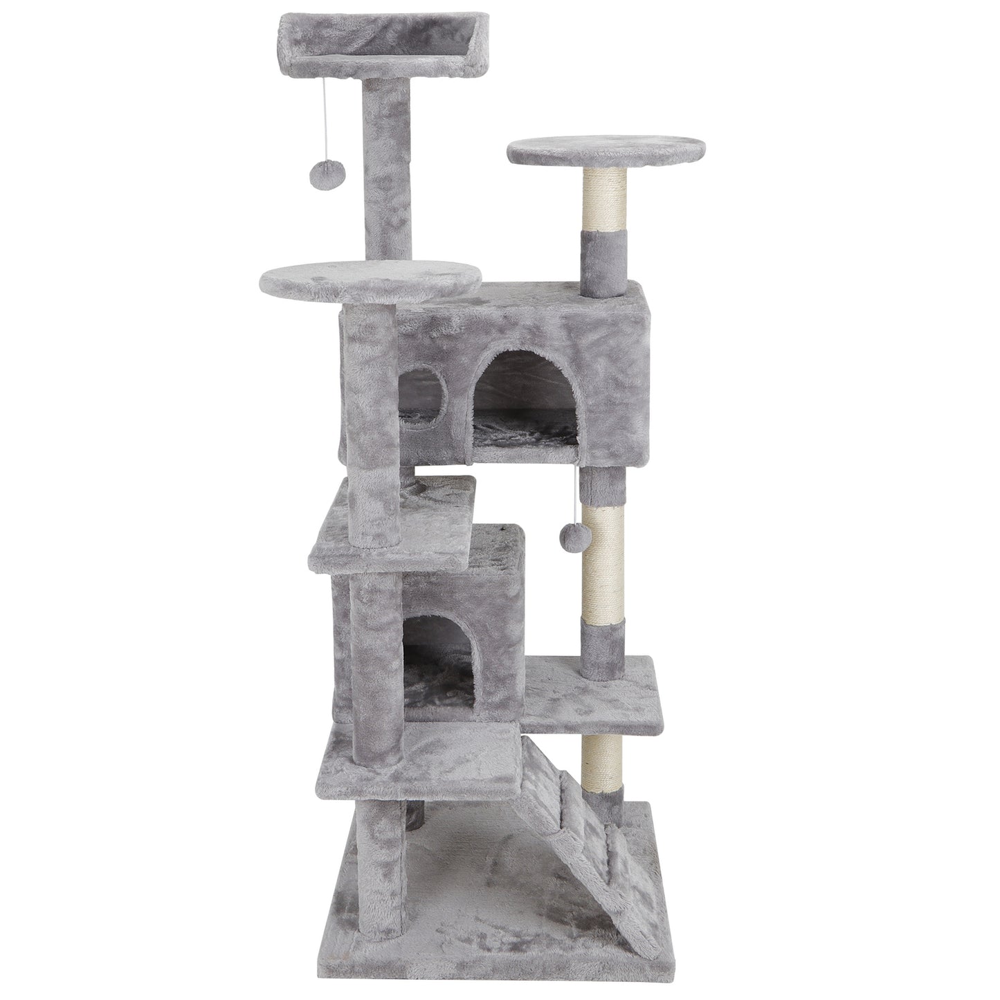 54" Cat Tree Scratching Post Condo Activity Tower Playhouse W/ Cave & Ladders