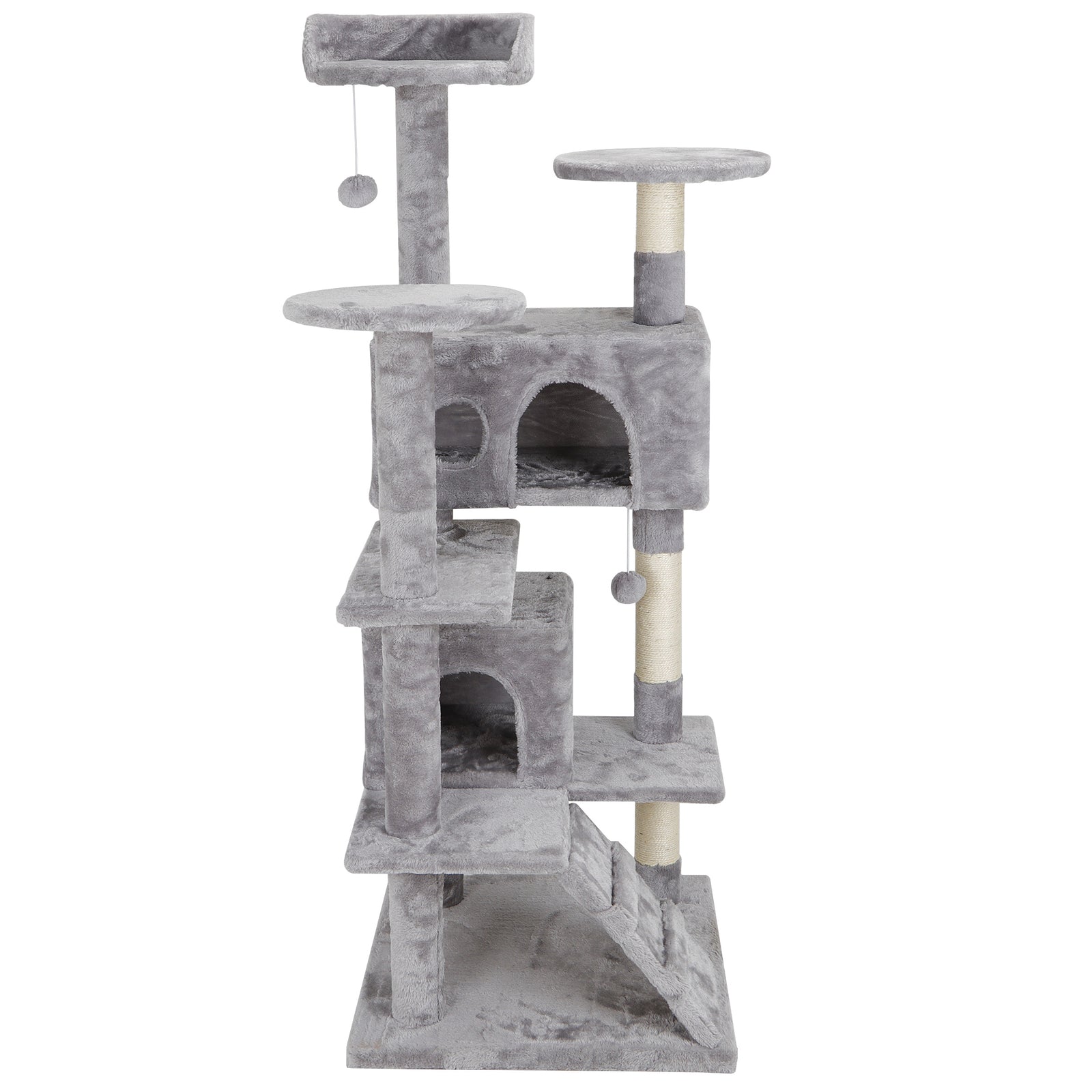 54" Cat Tree Scratching Post Condo Activity Tower Playhouse W/ Cave & Ladders