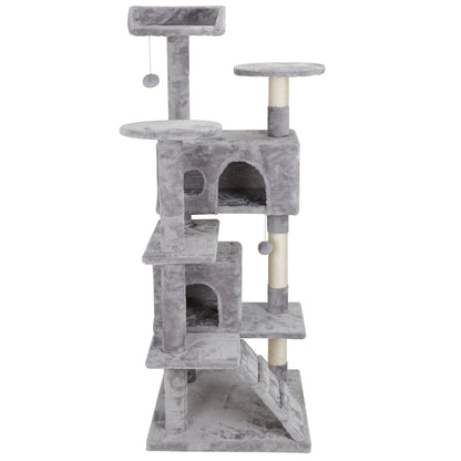 54" Cat Tree Scratching Post Condo Activity Tower Playhouse W/ Cave & Ladders