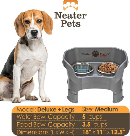Neater Feeder Deluxe with Leg Extensions (Medium, Gunmetal Grey)