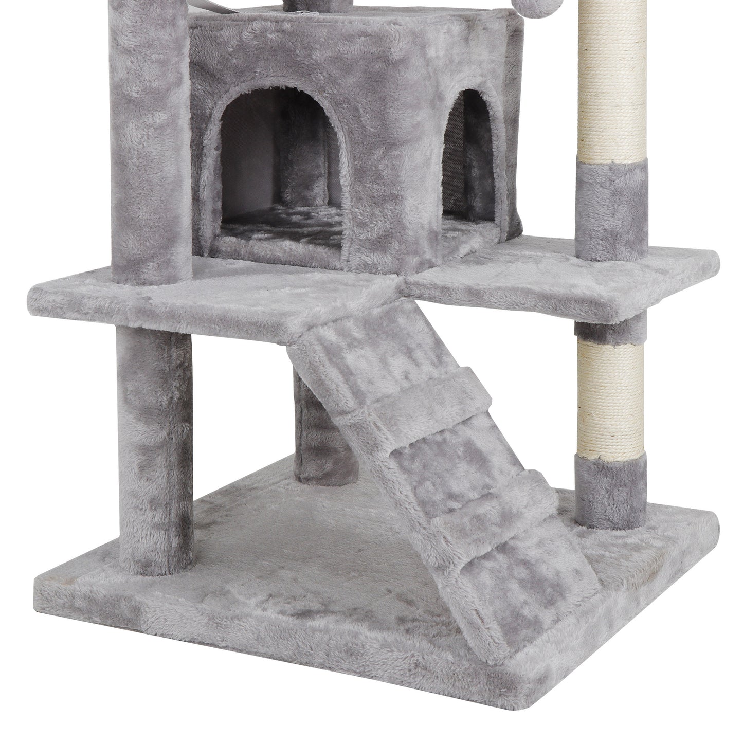 54" Cat Tree Scratching Post Condo Activity Tower Playhouse W/ Cave & Ladders