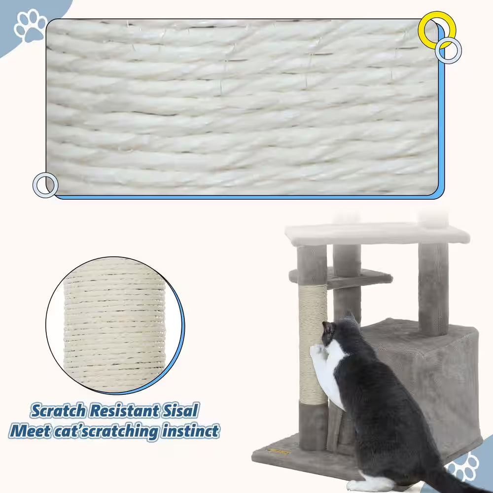 33 In. Cat Tree with Cat Bed Scratching Post