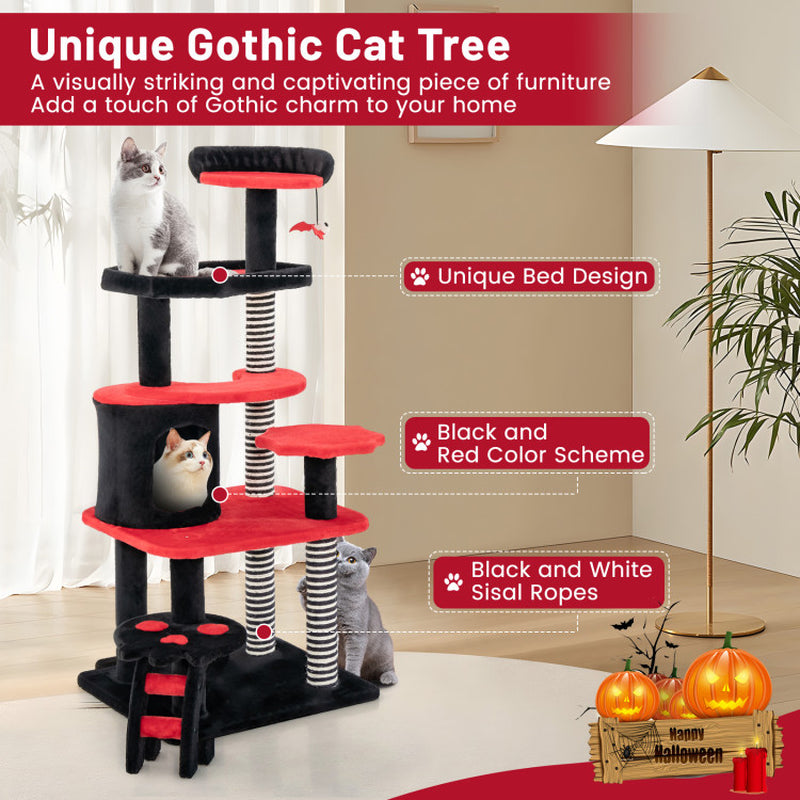 Gothic Cat Tree with Cat Bed Cat Condo and Sisal Scratching Post