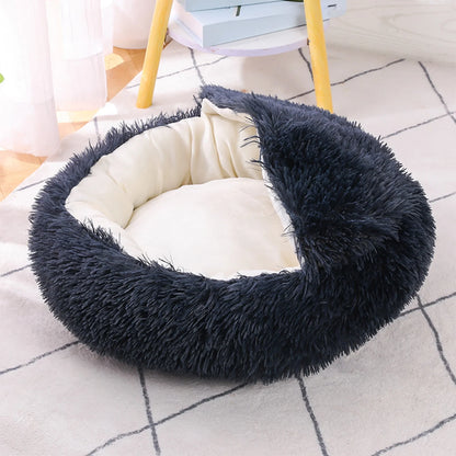 Calming Dog Beds & Cat Cave Bed with Hooded Cover,Removable Washable round Beds for Small Medium Pets,Anti-Slip Faux Fur Fluffy Coved Bed for Improved Sleep,Fits up to 11 Lbs