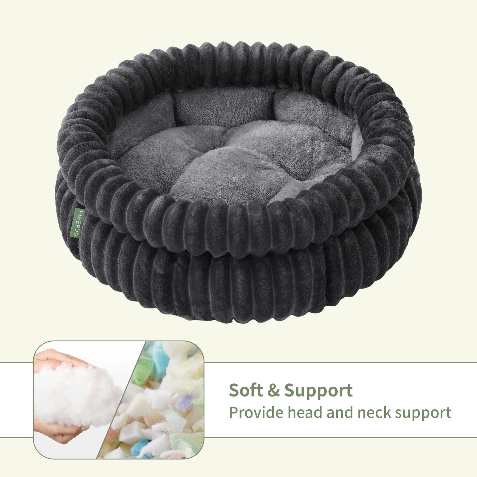 Donut Plush Pet Dog Cat Bed Fluffy Soft Warm Calming Bed Sleeping Kennel Nest