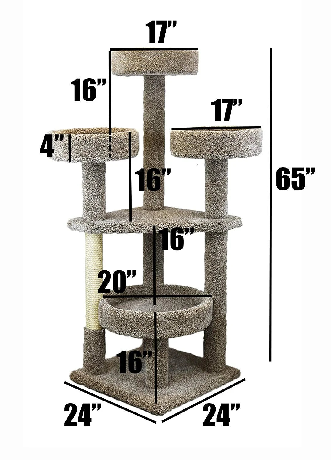 Prestige Cat Trees 65-In Cat Tree & Condo Scratching Post Tower