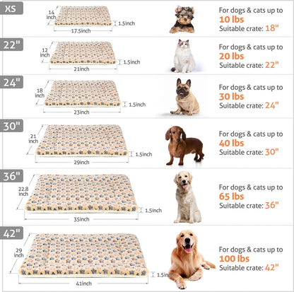 Ultra Soft Pet (Dog/Cat) Bed with Cute Prints | Reversible Fleece Crate Bed Mat | Machine Washable Pet Bed Liner
