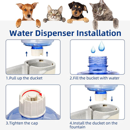 Dogs Water Dispenser Water Bowl for Dogs Automatic Cat Feeder Self Dispensing Pet Waterer Automatic Gravity Dog Cat Waterer Travel Supply Feeder and Water Dispenser for Dogs Cats Pets Animals 1 Gallon X 2