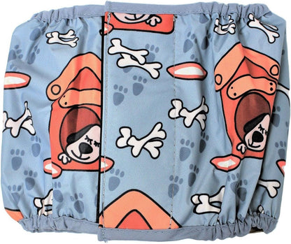 Leak Proof Waterproof Diapers Dog Belly Band Male Wrap Washable Reusable Absorbent Pad Lined for Small Medium Large Pets Black (L: Waist 14" - 18", Gray Dog)