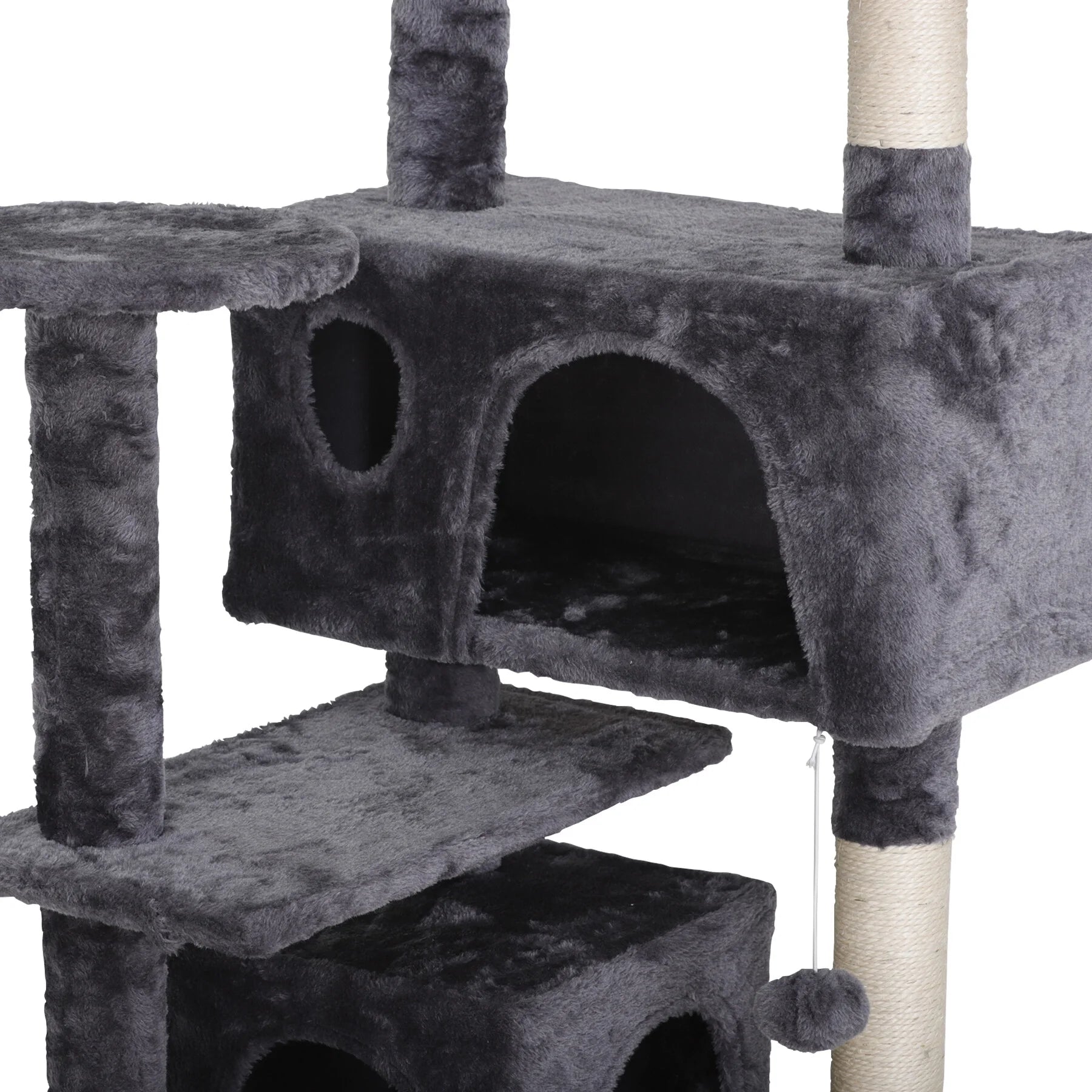 53-In Cat Tree & Condo Scratching Post Tower, Dark Gray