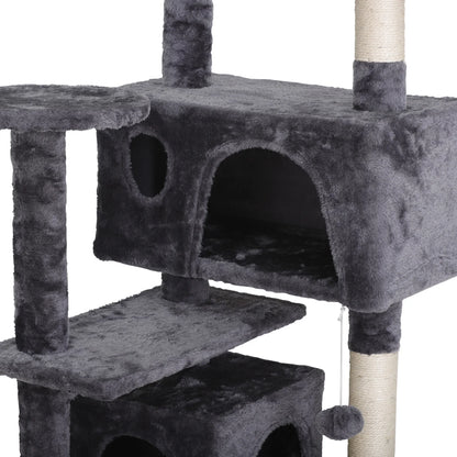 53-In Cat Tree & Condo Scratching Post Tower, Dark Gray