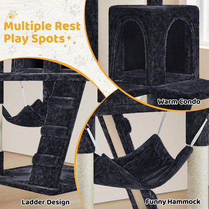 54In Cat Tree Cat Tower as Activity Center, Indoor Cats and Kittens Playing House with Funny Hammock Basket Scratching Post