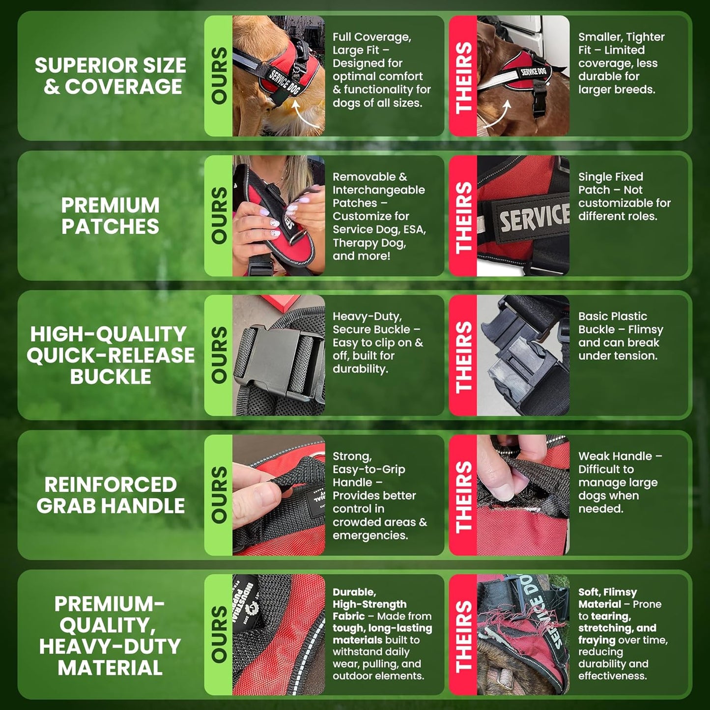 Service Dog Vest with Hook and Loop Straps & Matching Service Dog Leash Set - Harnesses from XXS to XXL - Service Dog Harness Features Reflective Patch and Comfortable Mesh Design