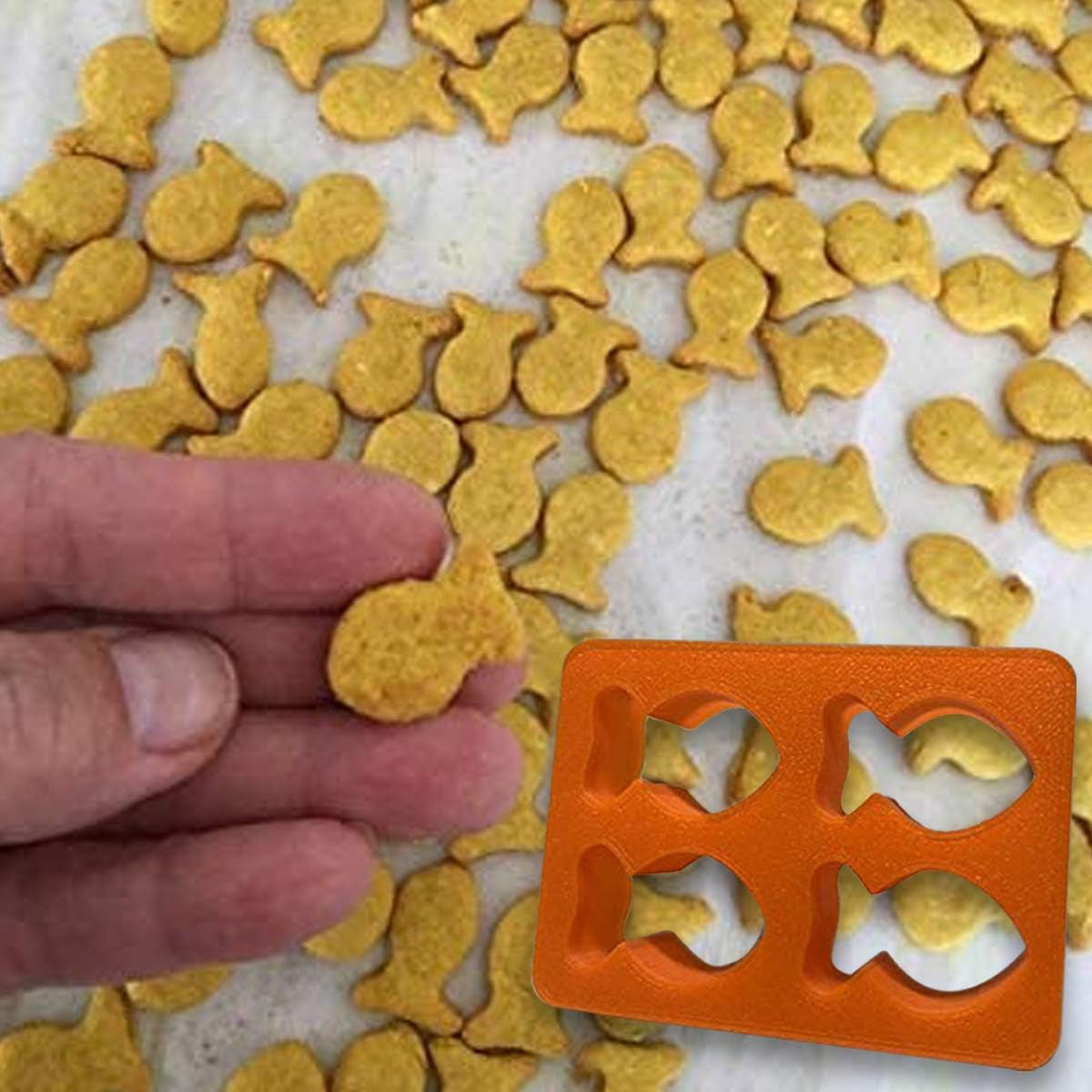 Mini Gold Fish Cookie Cutter, Orange Goldfish, Multi 4 Molds in 1, Dough Fondant Fish Shape for Baking Biscuits, Crackers, and Pet Treats