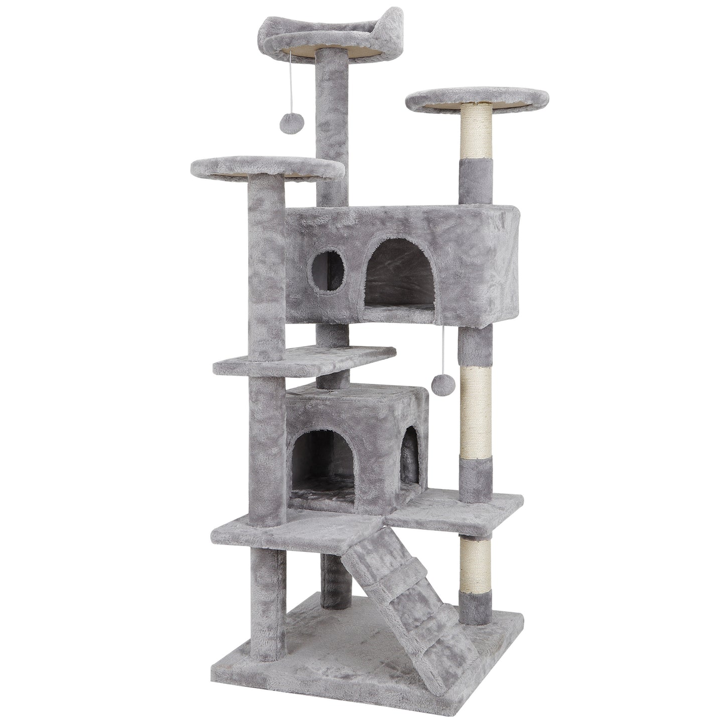 54" Cat Tree Scratching Post Condo Activity Tower Playhouse W/ Cave & Ladders