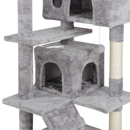 54" Cat Tree Scratching Post Condo Activity Tower Playhouse W/ Cave & Ladders