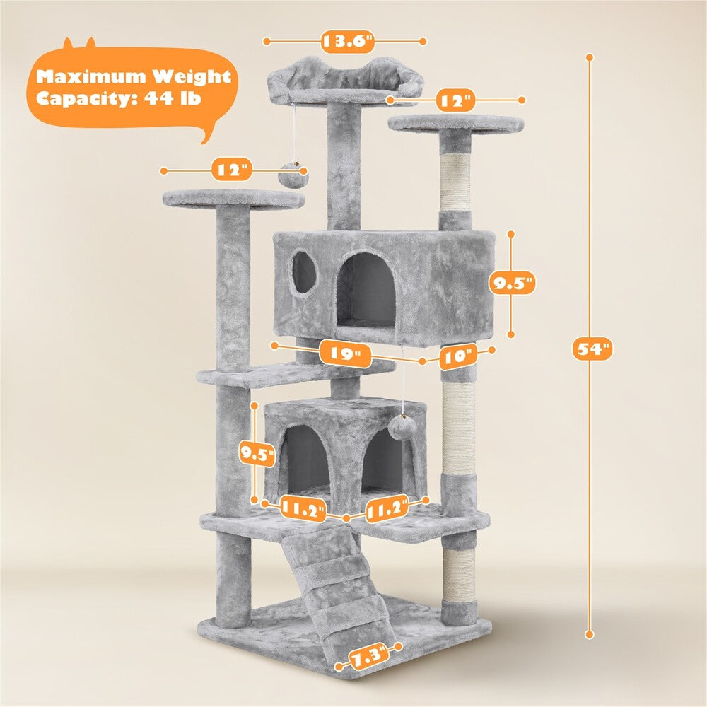 54In Cat Tree Tower Condo with Scratching Post for Kittens Pet House Furniture