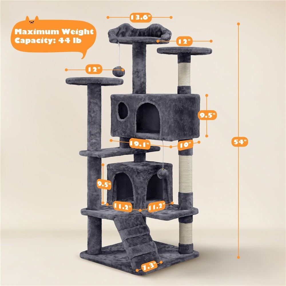 54In Cat Tree Tower Condo with Scratching Post for Kittens Pet House Furniture