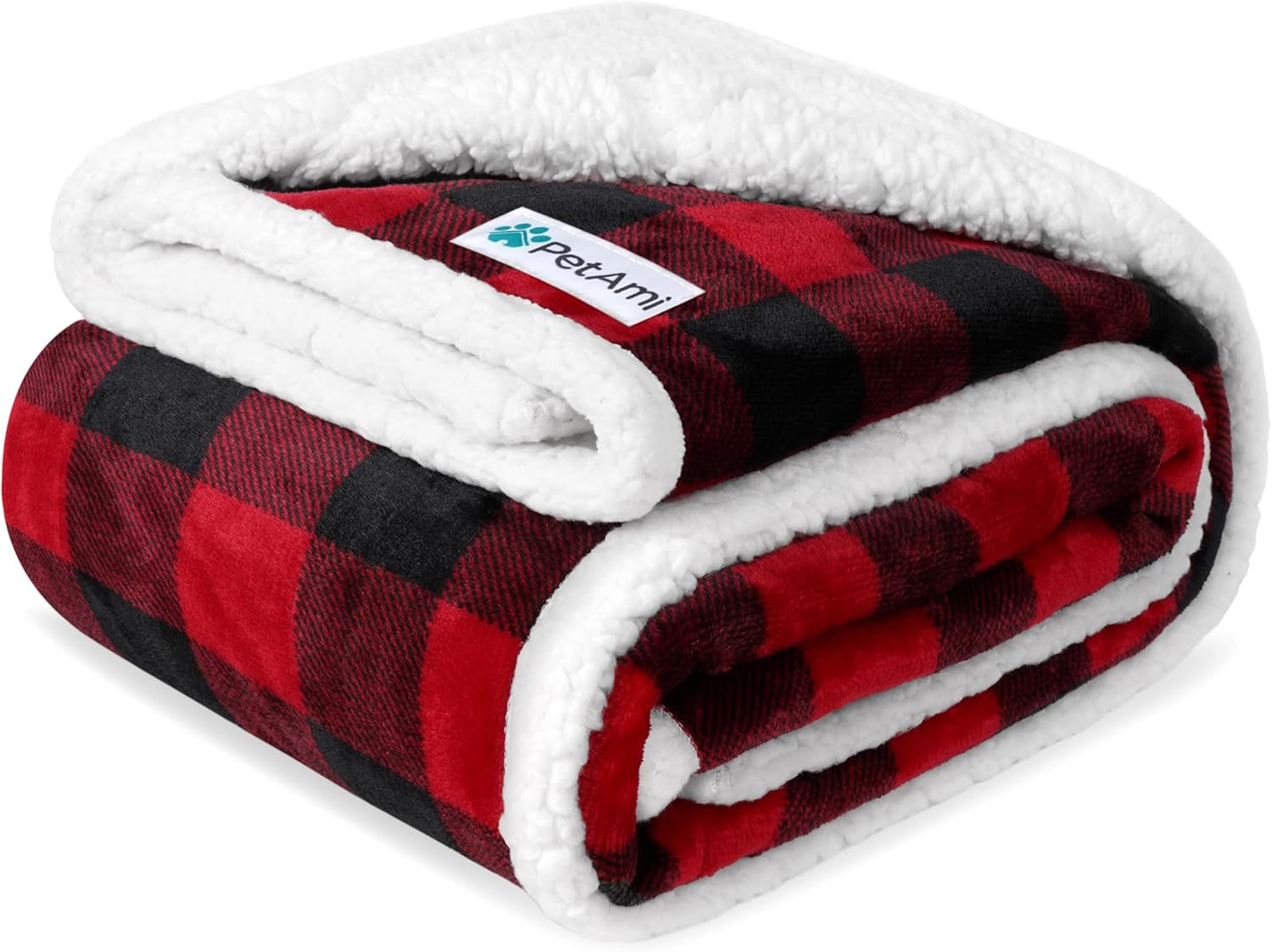 Waterproofdog Blanket for Bed, XL Dog Pet Blanket Couch Cover Protection, Sherpa Fleece Leakproof Bed Blanket for Crate Kennel Sofa Furniture Protector, Reversible Soft Plush 80X60 Checker Red