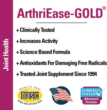 Arthriease-Gold Hip & Joint Support for Dogs, Cats– Pet Health Supplement Powder – Alleviates Aches, Discomfort – for Flexibility, Healthy Joint Function – Antioxidants – 1 Lb.