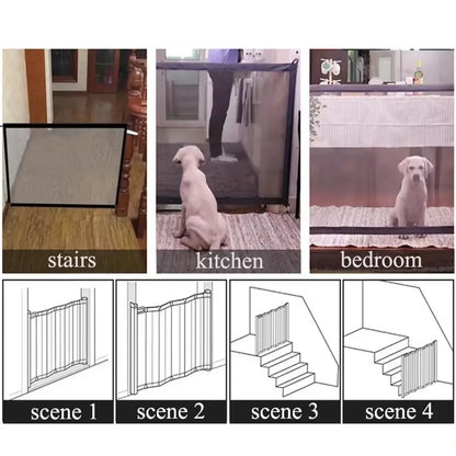 Multi-Functional Pet Safety Gate: Easy Installation Foldable Mesh Fence, Indoor & Outdoor Ventilated Barrier for Home Pet Manage