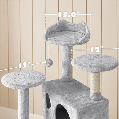 54In Cat Tree Tower Condo with Scratching Post for Kittens Pet House Furniture