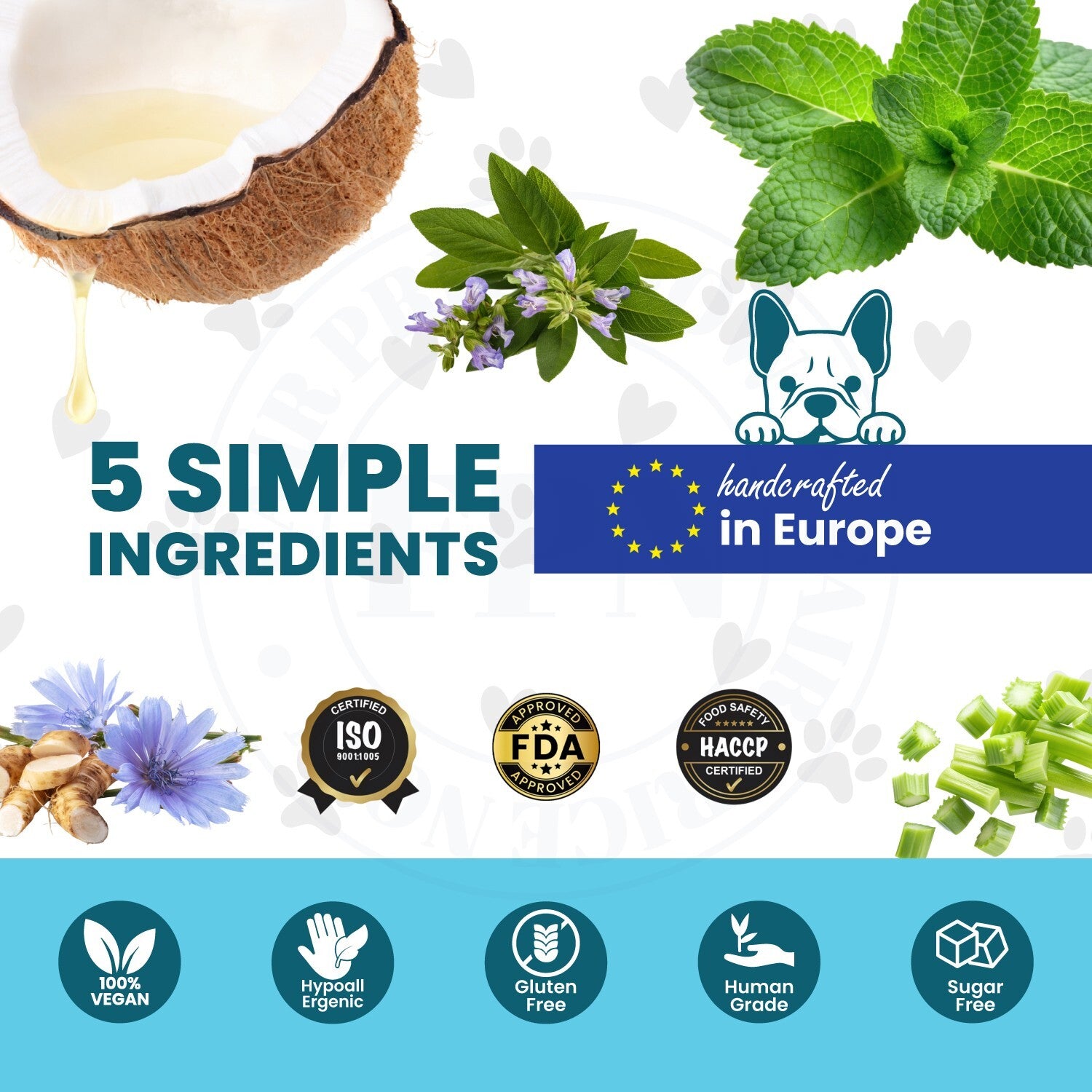 Dog Treats –Immunity, Skin, Dental, Gut Support, Vegan Dog Biscuits 7Oz by FPN