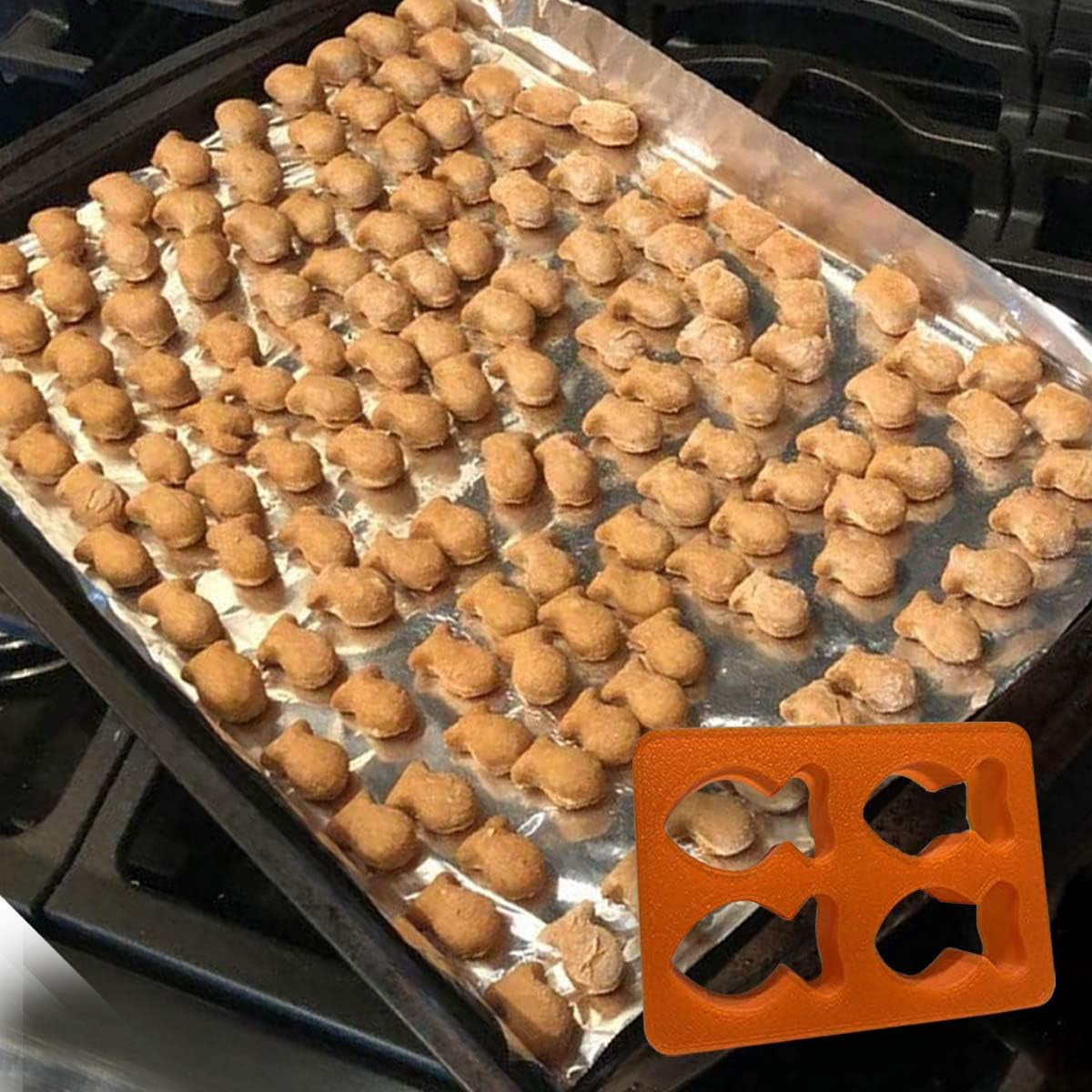 Mini Gold Fish Cookie Cutter, Orange Goldfish, Multi 4 Molds in 1, Dough Fondant Fish Shape for Baking Biscuits, Crackers, and Pet Treats