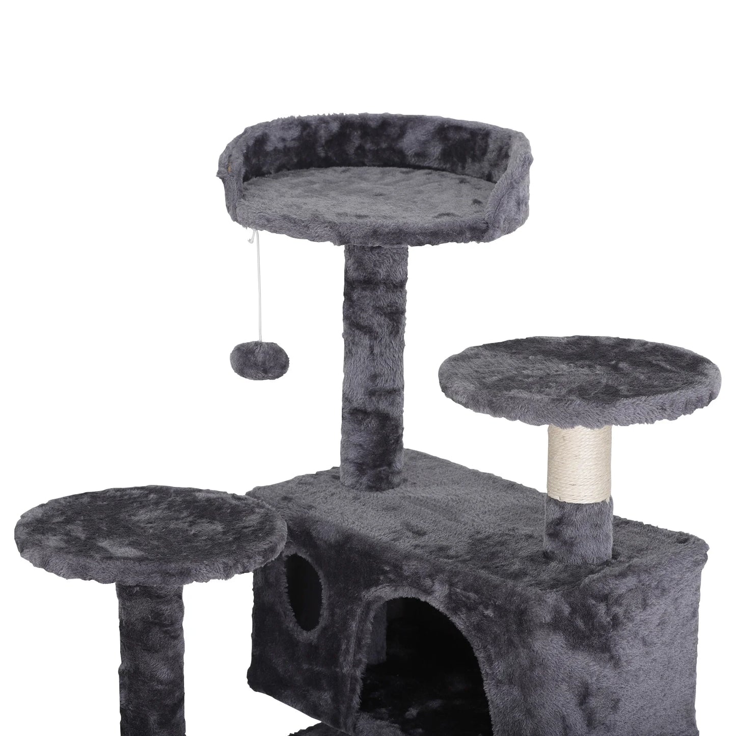 53-In Cat Tree & Condo Scratching Post Tower, Dark Gray