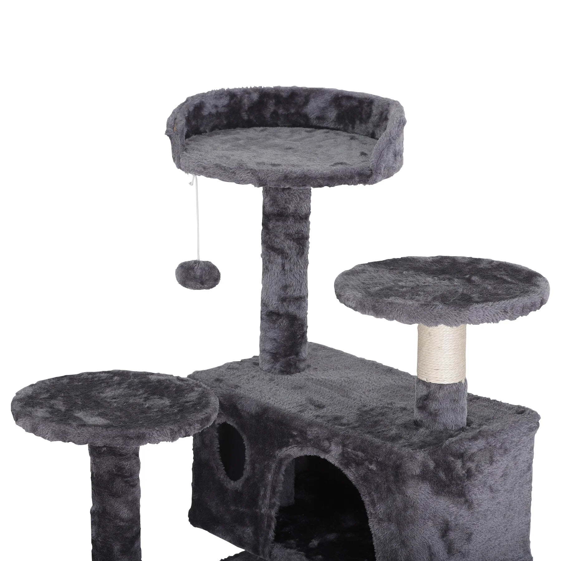 53-In Cat Tree & Condo Scratching Post Tower, Dark Gray