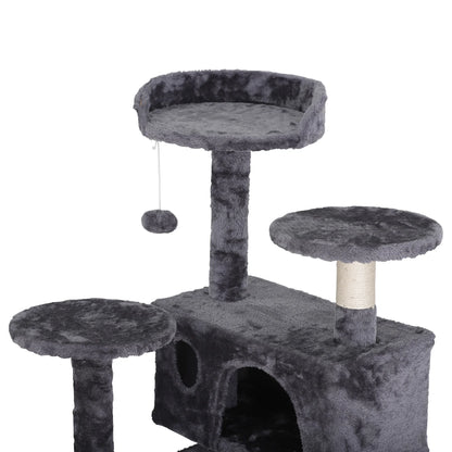 53-In Cat Tree & Condo Scratching Post Tower, Dark Gray