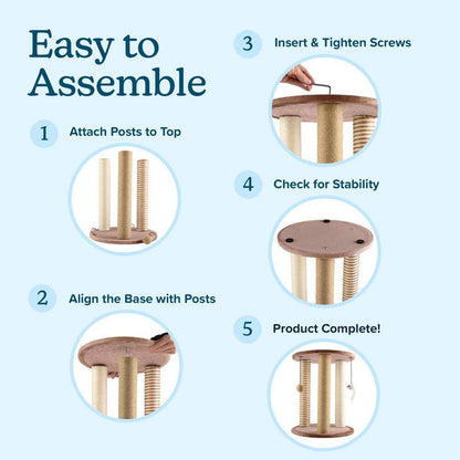 Tan and Cream 3 Pole Cat Scratching Post with Perch