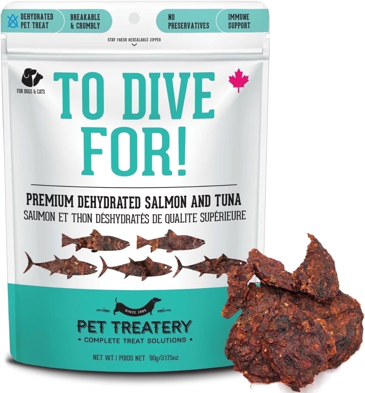 Dehydrated Protein Wild Salmon & Tuna Treat for Dogs & Cats (90G, 1 Pack)