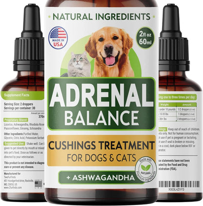 Аdrenal Balance for Dogs and Cats - Cushings Treatment for Pets, Аdrenal Support W/Ashwagandha, Licorice Root, Rhodiola Rosea – Best Cushings Treatment for Dogs - 2Oz Harmony Herbal Drops