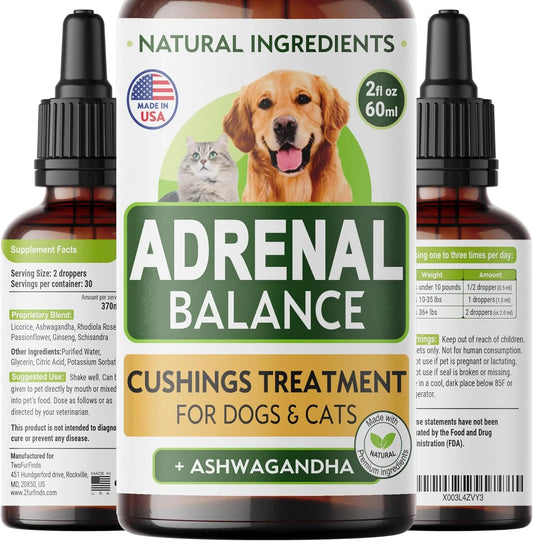 Аdrenal Balance for Dogs and Cats - Cushings Treatment for Pets, Аdrenal Support W/Ashwagandha, Licorice Root, Rhodiola Rosea – Best Cushings Treatment for Dogs - 2Oz Harmony Herbal Drops