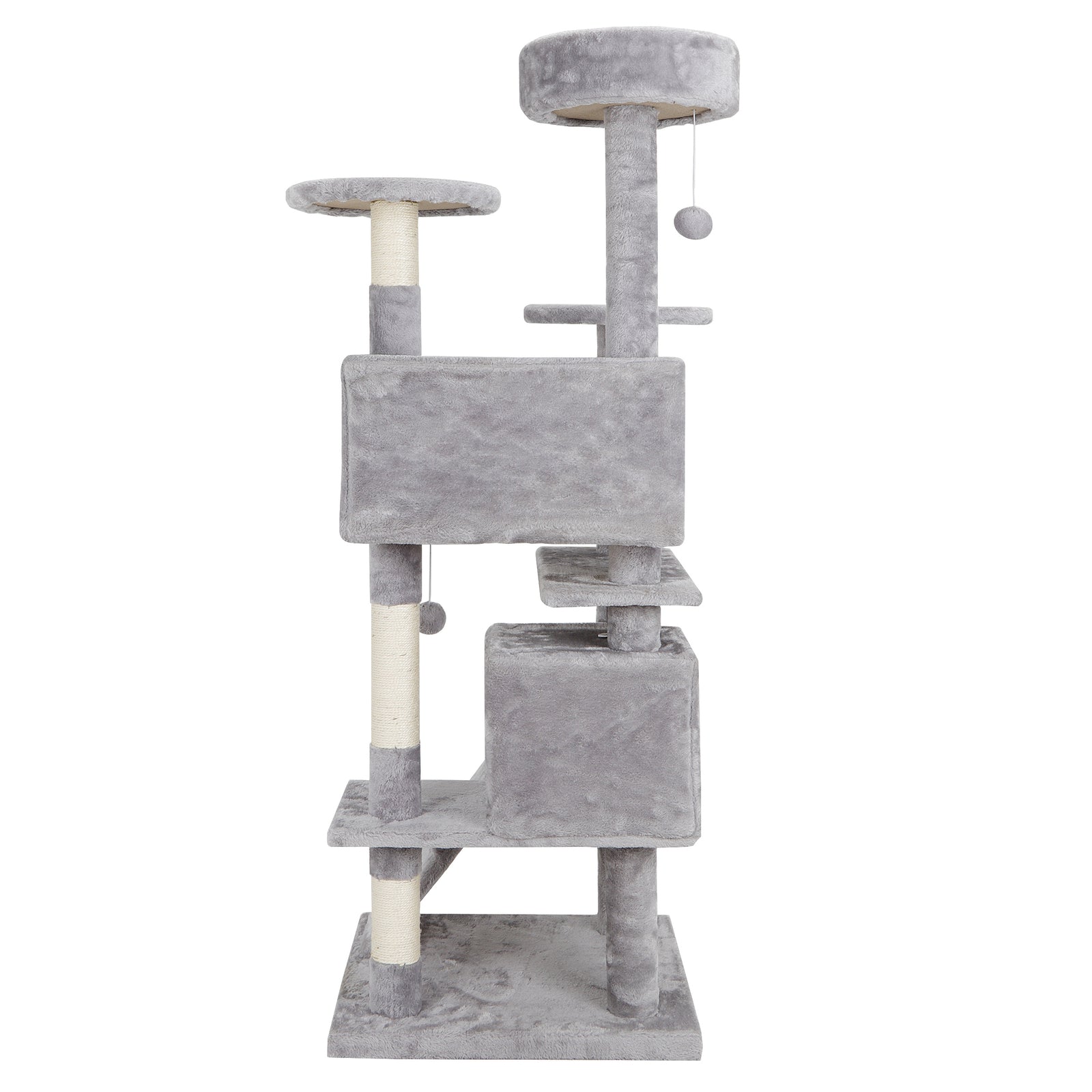54" Cat Tree Scratching Post Condo Activity Tower Playhouse W/ Cave & Ladders