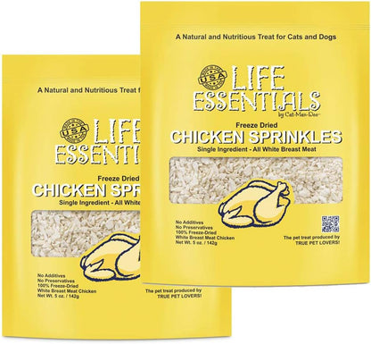 All Natural Freeze Dried Chicken Crushed Sprinkles Powder for Dogs & Cats - No Fillers, Preservatives, or Additives - No Grain Tasty Treat